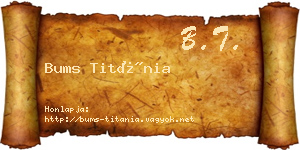 Bums Titánia névjegykártya